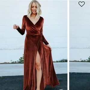 Baltic Born Velvet Maxi Dress in Bronze. Size M
